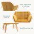 Modern Armchair, Accent Chair with Wide Arms, Slanted Back and Rubber Wood Legs for Living Room, Bedroom, Home Office Yellow