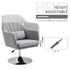 Swivel Linen Fabric Accent Chair for Living Room Contemporary Vanity Armchair with Adjustable Height Thick Cushion Lumbar Support Armrest for Bedroom Office Light Grey