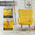 Modern Accent Chair, Upholstered Tufted Wingback Armchair with Seat Padding, Velvet Leisure Lounge Bedroom Chair with Wood Legs, Yellow