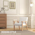 Modern Armchair, Linen Upholstered Sofa with Solid Wood Legs and Wide Seat, Accent Chair for Living Room Bedroom Office, Cream White