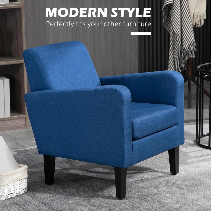 Linen-Look Boxy Armchair - Blue