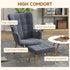 Modern Armchair with Footstool, Upholstered Accent Chair with Ottoman, Steel Legs, Velvet Wingback Chair for Living Room, Bedroom, Home Study, Dark Grey