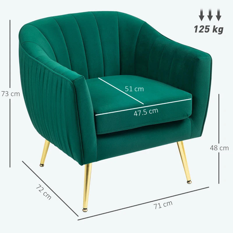 Velvet-Feel Shell Back Accent Chair - Green