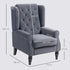 Wingback Accent Chair, Retro Upholstered Button Tufted Occasional Chair for Living Room and Bedroom, Charcoal Grey