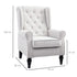 Wingback Accent Chair, Retro Upholstered Button Tufted Occasional Chair for Living Room and Bedroom, Cream White