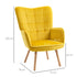 Modern Accent Chair, Upholstered Tufted Wingback Armchair with Seat Padding, Velvet Leisure Lounge Bedroom Chair with Wood Legs, Yellow