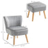 Velvet Accent Chair Occasional Tub Seat Padding Curved Back with Ottoman Wood Frame Legs Home Furniture Light Grey