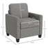 Modern Boxy Linen-Look Armchair - Light Grey