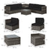 6-Seater Rattan Sofa Furniture Set W/ Cushions, Steel Frame-Grey