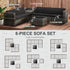 6-Seater Rattan Sofa Furniture Set W/ Cushions, Steel Frame-Grey