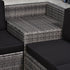 6-Seater Rattan Sofa Furniture Set W/ Cushions, Steel Frame-Grey