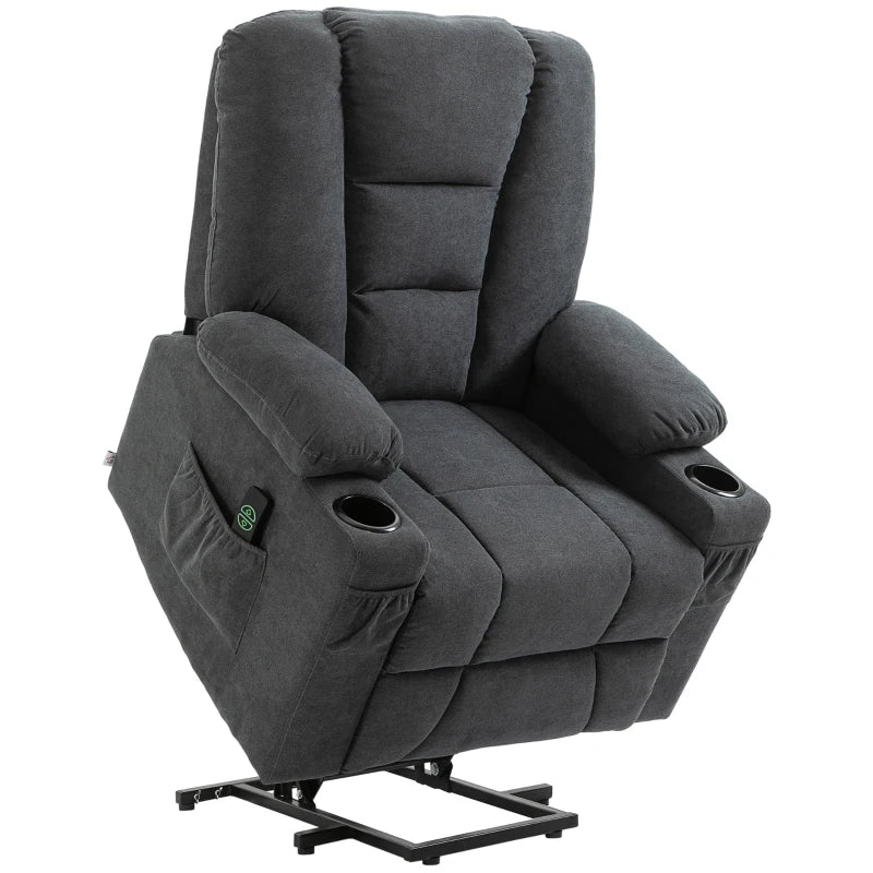 Oversized Riser and Recliner Chairs for the Elderly, Fabric Upholstered Lift Chair for Living Room with Remote Control, Side Pockets, Cup Holder,