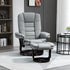 Recliner Chair With footstool, Recliner Armchair up to 130kg Weight Capacity, 135° Reclining Swivel Sofa Chair, PU Leather Ergonomic Couch Bed with Swivel Wood Base for Living Room, Grey