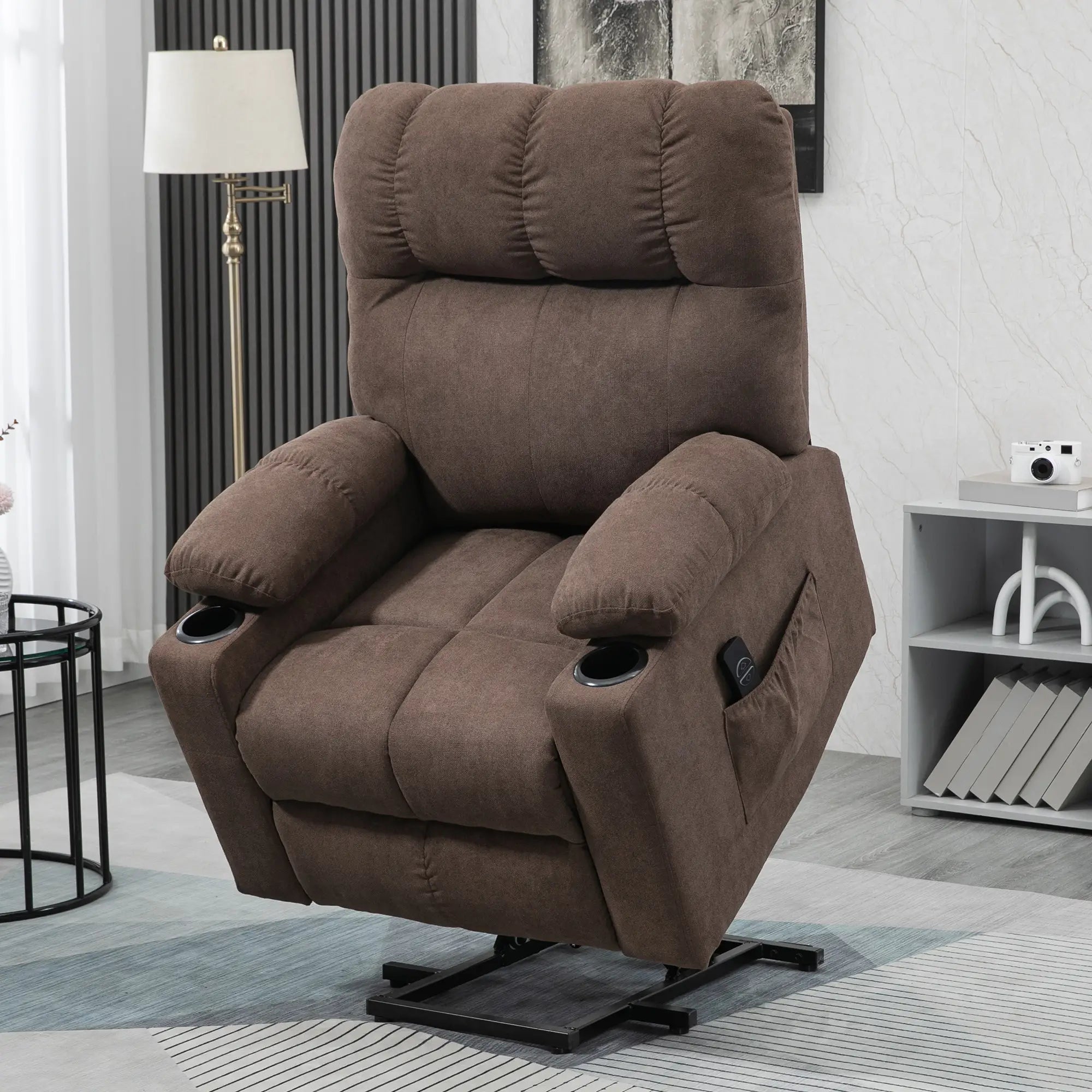 Electric Riser and Recliner Chair for Elderly, Power Lift Recliner Chair with Remote Control, Dark Brown