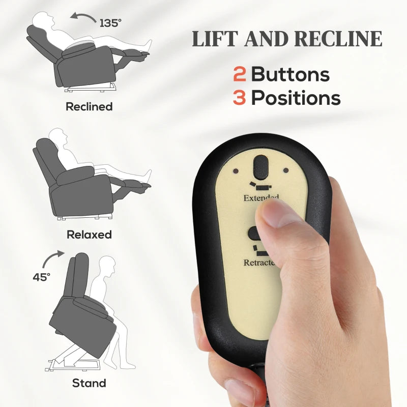 Velvet-Feel Electric Lift-and-Recline Massage Armchair, with Remote - Grey