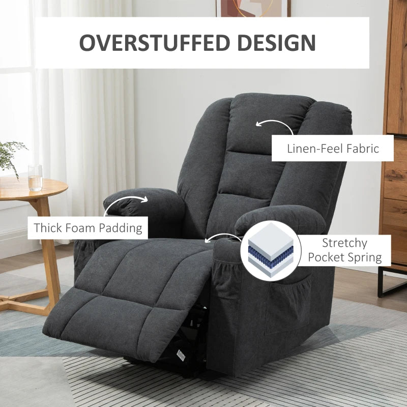 Oversized Riser and Recliner Chairs for the Elderly, Fabric Upholstered Lift Chair for Living Room with Remote Control, Side Pockets, Cup Holder,