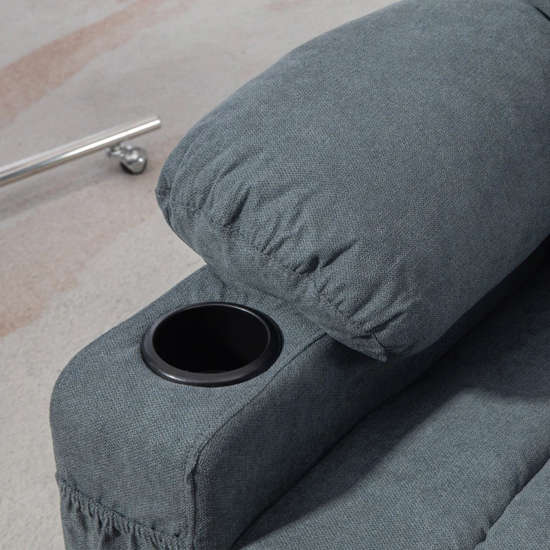 Oversized Riser and Recliner Chairs for the Elderly, Fabric Upholstered Lift Chair for Living Room with Remote Control, Side Pockets, Cup Holder, Grey