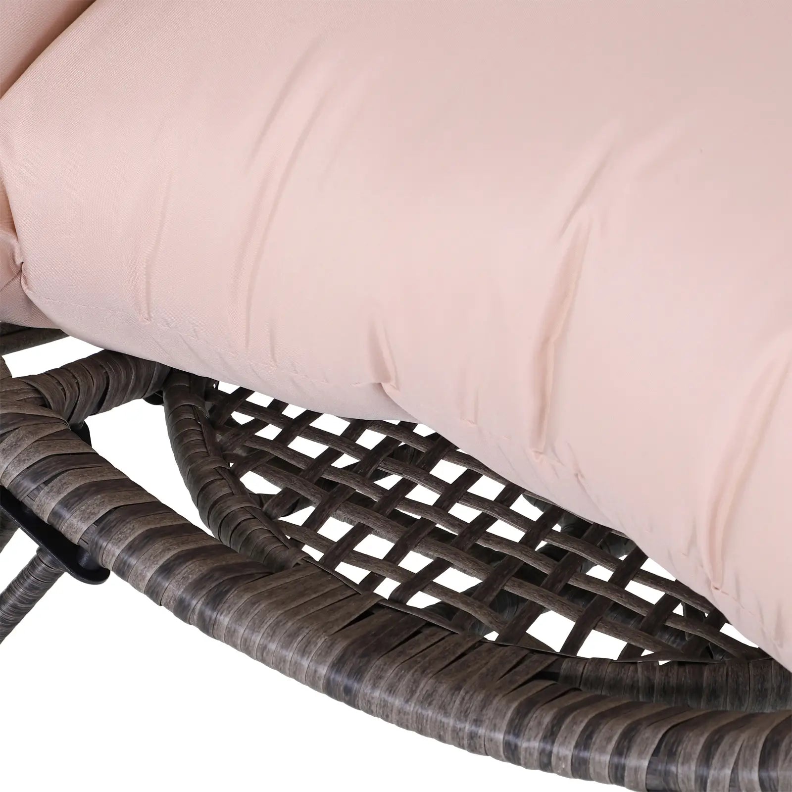 Garden Egg Chair, Teardrop Outdoor PE Rattan Chair with Full-body Soft Padded Cushion, Grey