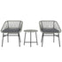 3 Pieces Rattan Bistro Set, Wicker Small Garden Table and Chairs Set with Cushions and Glass Top Coffee Table, Bistro Garden Furniture Set for Outdoor, Patio, Balcony, Light Grey