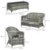Four-Piece Rattan Sofa Set, with Glass-Top Table - Orange