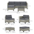 5-Piece Rattan Patio Furniture Set with Corner Sofa, Footstools, Coffee Table, for Poolside, Dark Grey