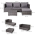 3PC Rattan Garden Furniture Storage Sofa Set 4 Seater Wicker Coffee Table Conservatory Sun Lounger Reclining Set Outdoor Weave with Cushion Grey