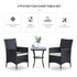 3 Pieces Rattan Bistro Set, Wicker Garden Furniture Set with 2-Tier Coffee Table and Chairs, Cushions, for Outdoor Patio Balcony, Black