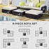 6 PC Rattan Sofa Coffee Table Set Sectional Wicker Weave Furniture for Garden Outdoor Conservatory w/ Pillow Cushion Brown