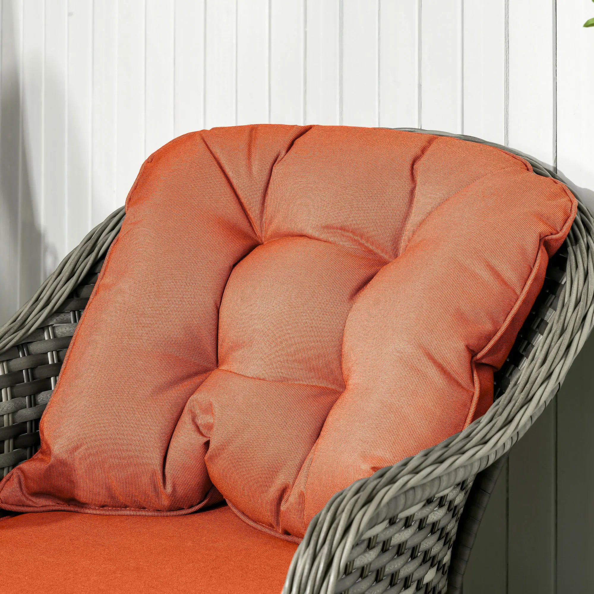 Four-Piece Rattan Sofa Set, with Glass-Top Table - Orange