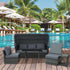5 PCS Outdoor Rattan Wicker Sofa Sets Reclining Sofa Adjustable Canopy & Side Table Dining Table Set Sectional Conversation Furniture w/ Cushions, Mixed Grey