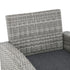 6 Pieces PE Rattan Garden Furniture Set with Three-seat, Armchairs and Footstools, Aluminium Patio Wicker Dining Sets w/ Glass Top Dining Table, Soft Cushion, Light Grey