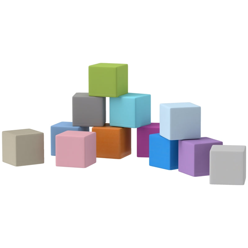 12 PCs Soft Play Blocks, Soft Foam Toy, Building and Stacking Blocks for Kids, Blue