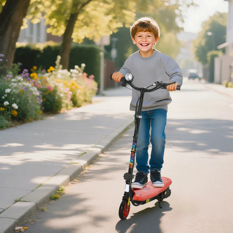 Foldable Electric Scooter, with LED Headlights, for Ages 7-14 Years, Red