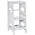 Kids Step Stool Toddler Kitchen Stool Tower with Adjustable Standing Platform, Grey