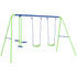 Metal Garden Swing Set Height Adjustable Children Outdoor Backyard Play Set for Toddlers Over 3 Years Old, Green