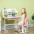 Kids Desk and Chair Set, with Storage Shelves, Washable Cover, for Ages 3-12 Years - Pink