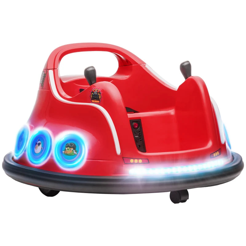 Angry Bird Licensed Waltzer Car, 12V Kids Bumper Car w/ Joysticks, Remote, Music LED Lights, Red