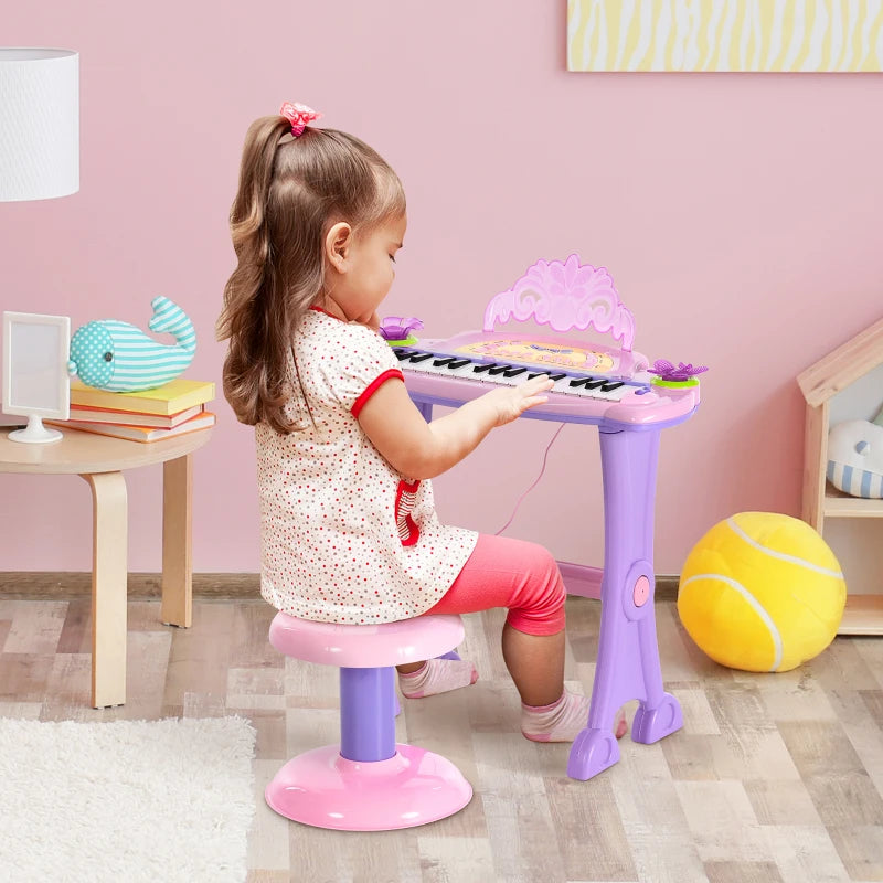 32 Keys Kids Mini Electronic Keyboard Musical Instrument Educational Game Toy Children Grand Piano Stool Microphone
