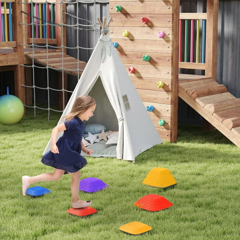 Balance Stepping Stones for Kids, 6-Piece Non-Slip Stackable River Stones, Obstacle Courses for Balance and Motor Skill