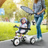 6 in 1 Tricycle for Kids with 5-point harness straps, Removable Canopy, Blue
