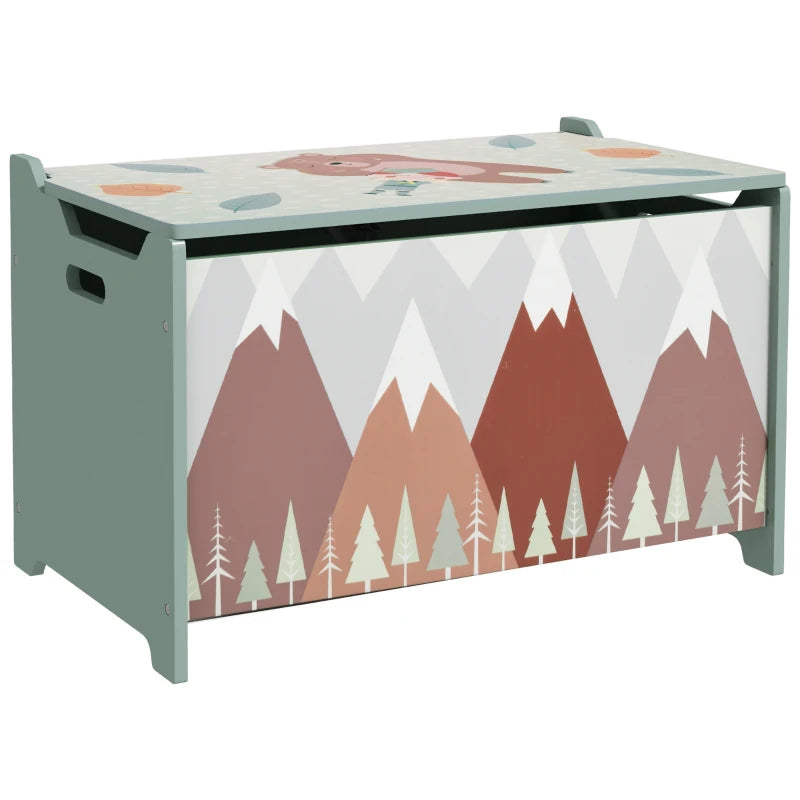 Toy Box, Kids Storage Chest, with Lid, Safety Hinge - Green