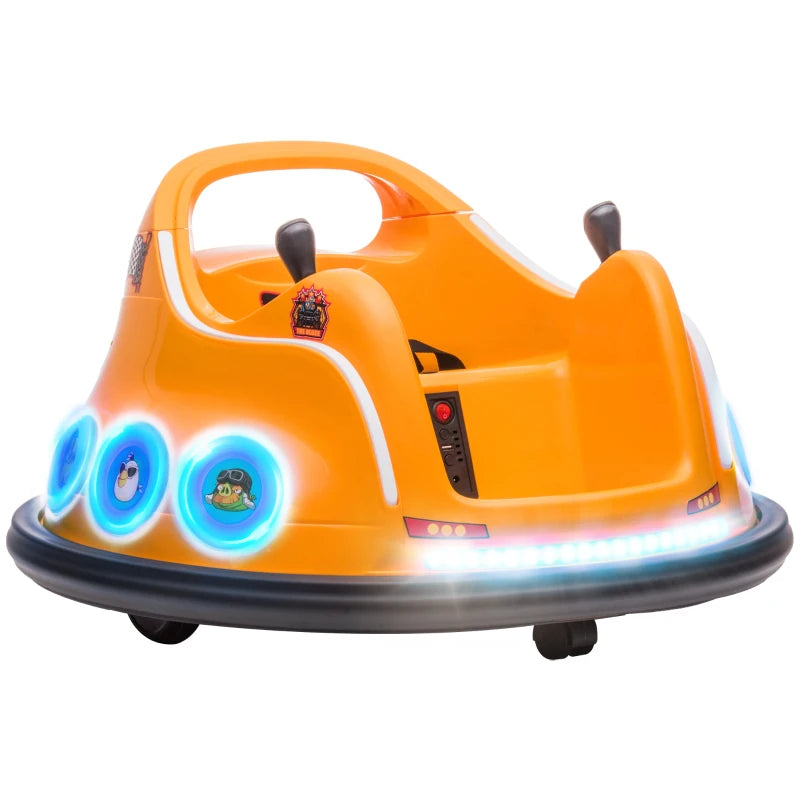 Angry Bird Licensed Waltzer Car, 12V Kids Bumper Car w/ Joysticks, Remote, Music LED Lights, Orange