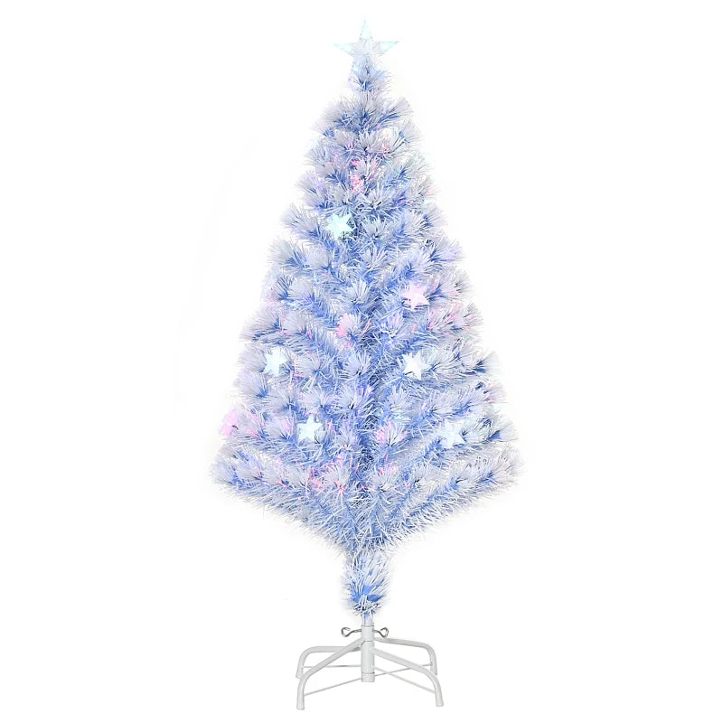 4FT Artificial Fibre Optic Christmas Tree Seasonal Decoration w/ LED Lights Pre-Lit Easy Store White Blue