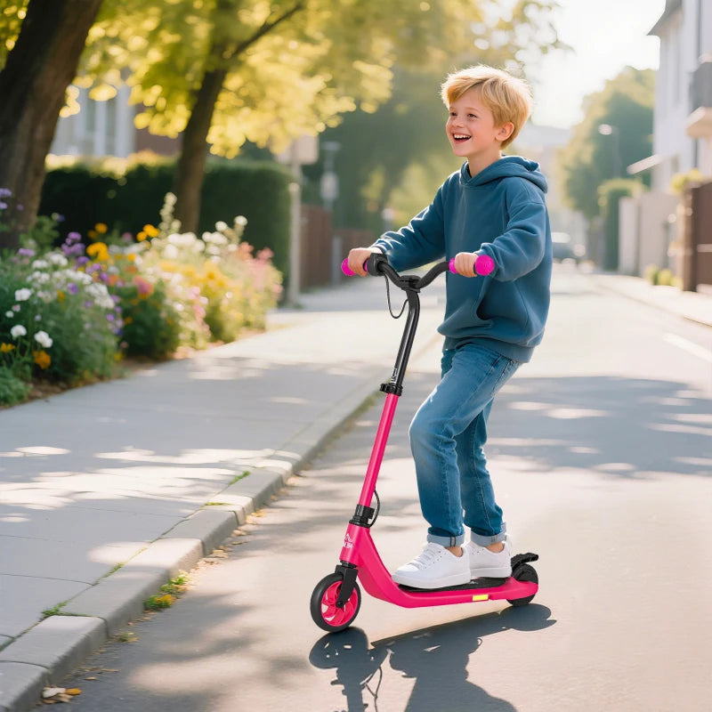 Electric Scooter, 120W Motor E-Scooter, Adjustable Height, Rear Brake for Ages 6+ Years - Pink