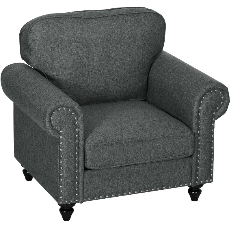 Mid-Century Armchair, with Pocket Springs - Charcoal Grey