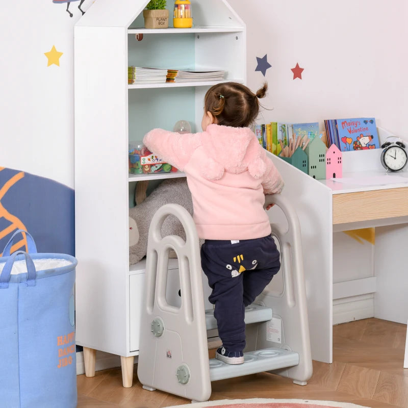 Kids Toddler Step Stool Ladder Kitchen Helper for Toilet Potty Training Bathroom Sink Bedroom Blue and Grey