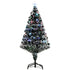 4ft Artificial Prelit Christmas Tree, Snow Xmas Tree with Colourful LED Lighting Fiber Optics, Green White