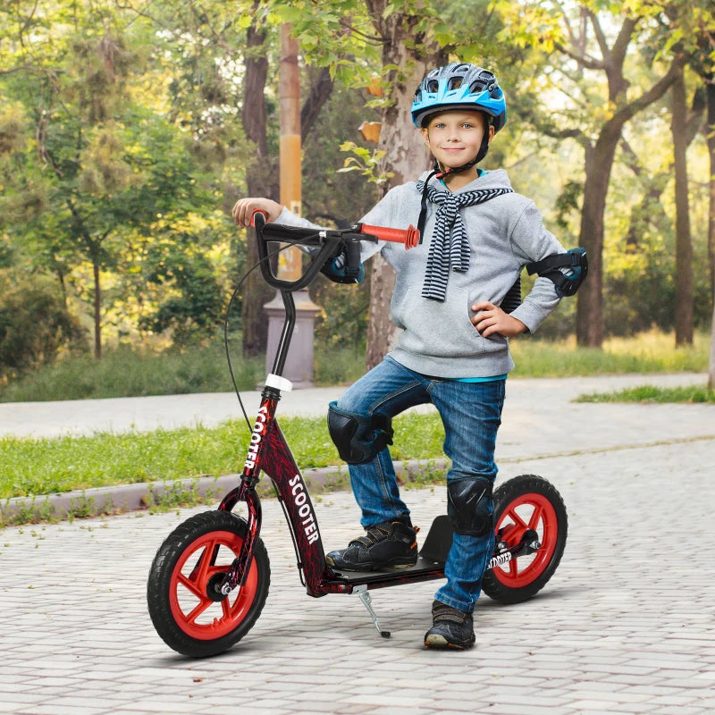 Kids Scooter with Adjustable Handlebar, Children's Kick Scooter with Non-slip Footplate, Rear Brake, Kickstand, Red