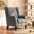 Retro Accent Chair, Linen Wingback Armchair with Wood Frame Button Tufted Design for Living Room Bedroom, Dark Grey