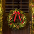 60cm Pre-Lit Artificial Christmas Door Wreath Holly LED Decor Pine Cones Hanging Glittered Festival Indoor Outdoor Decoration